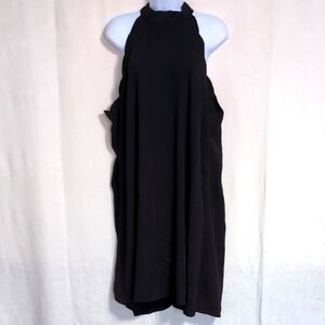 Shein Curve Black Scalloped Trim Shift Dress Tie Back Size 2x